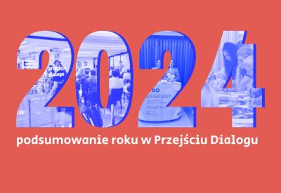 Grafika przedstawiająca cyfry 2024 wypełnione monochromatycznymi zdjęciami.