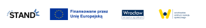 Grafika przedstawia cztery loga: logo projektu STAND, logo Unii Europejskiej z podpisem "Finansowane przez Unię Europejską", logo miasta Wrocław oraz logo WCRS.